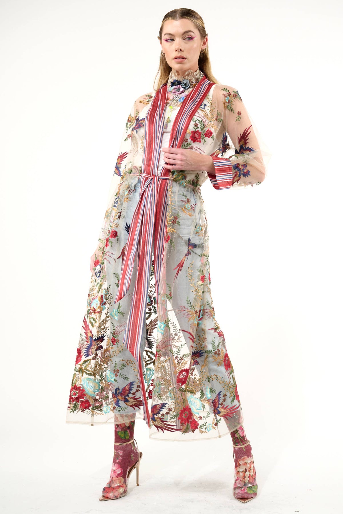 Jade Embroidered Mesh Duster / Topper