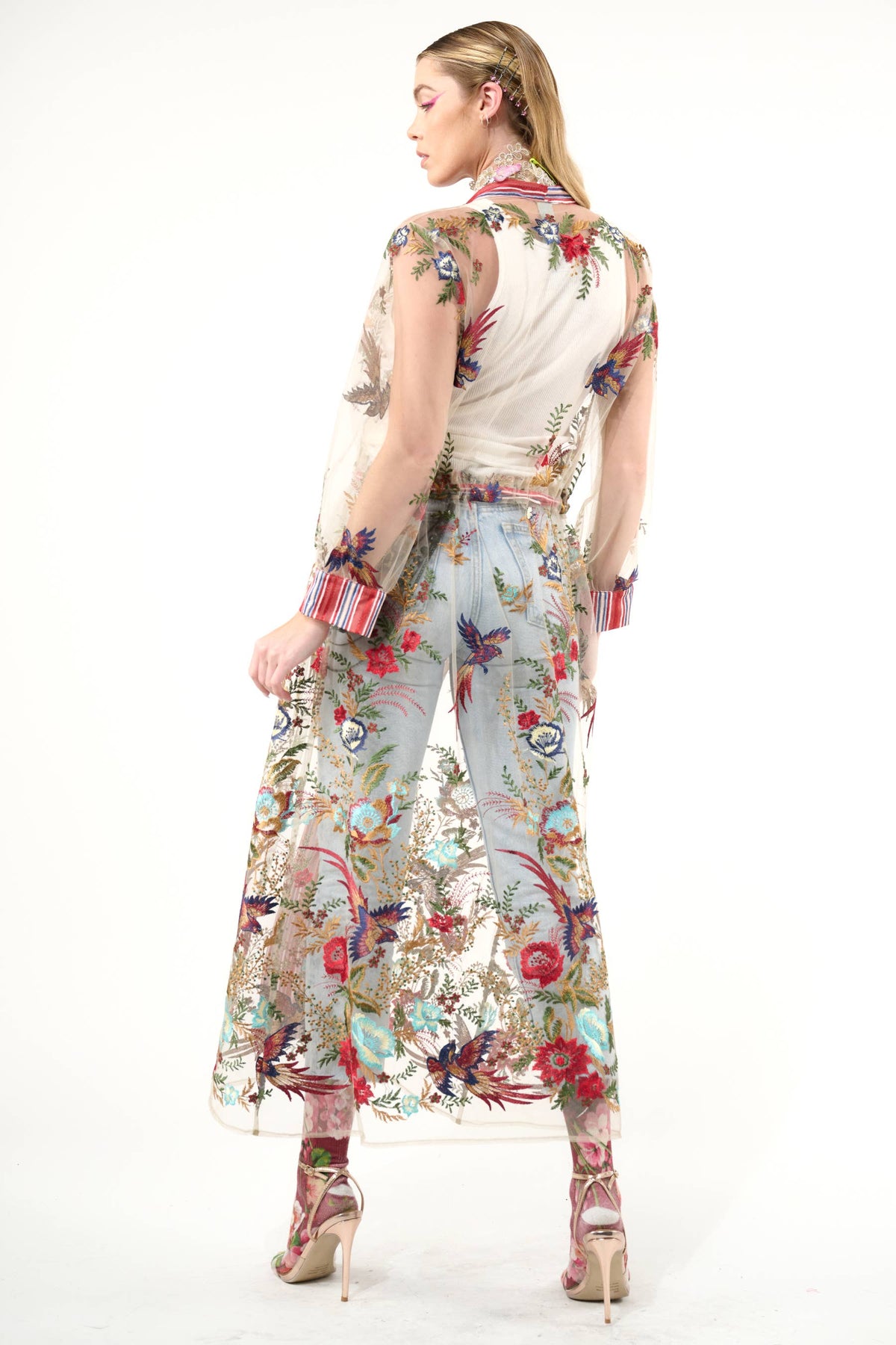 Jade Embroidered Mesh Duster / Topper