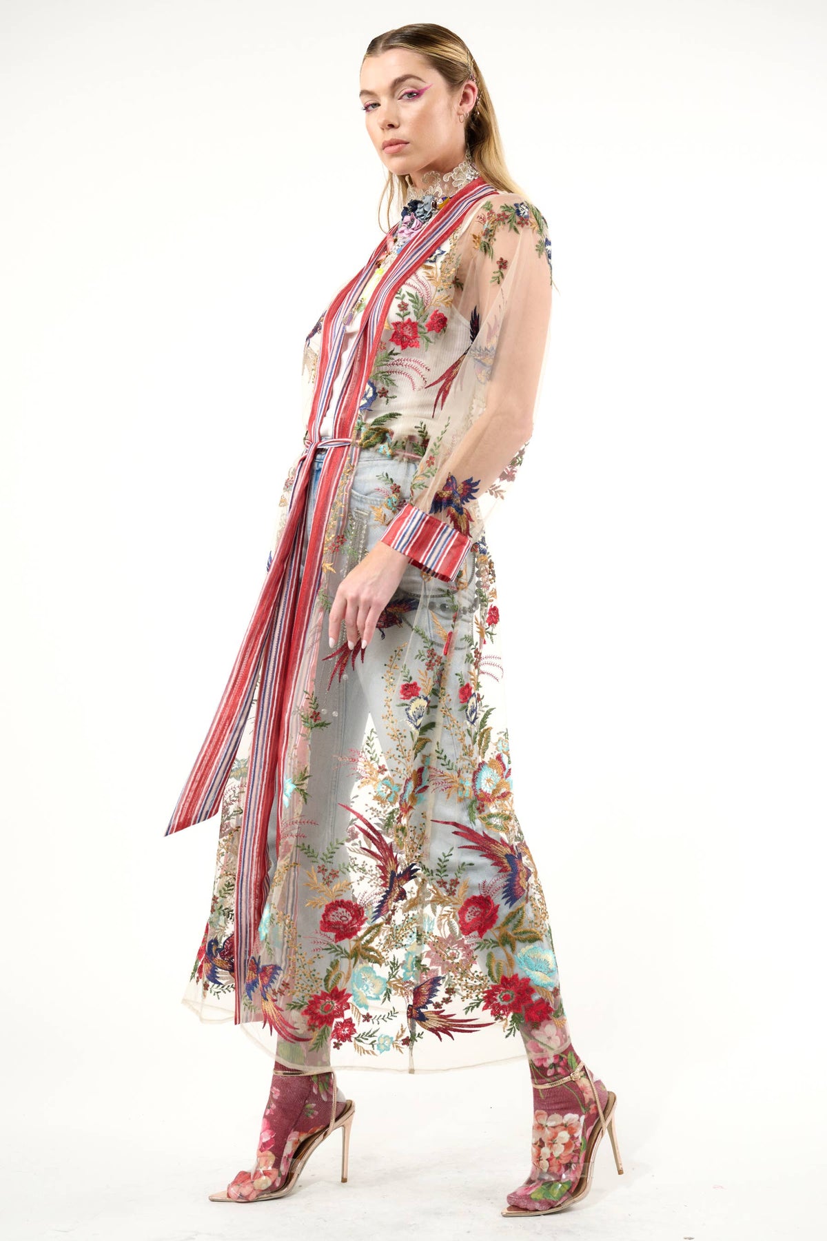 Jade Embroidered Mesh Duster / Topper