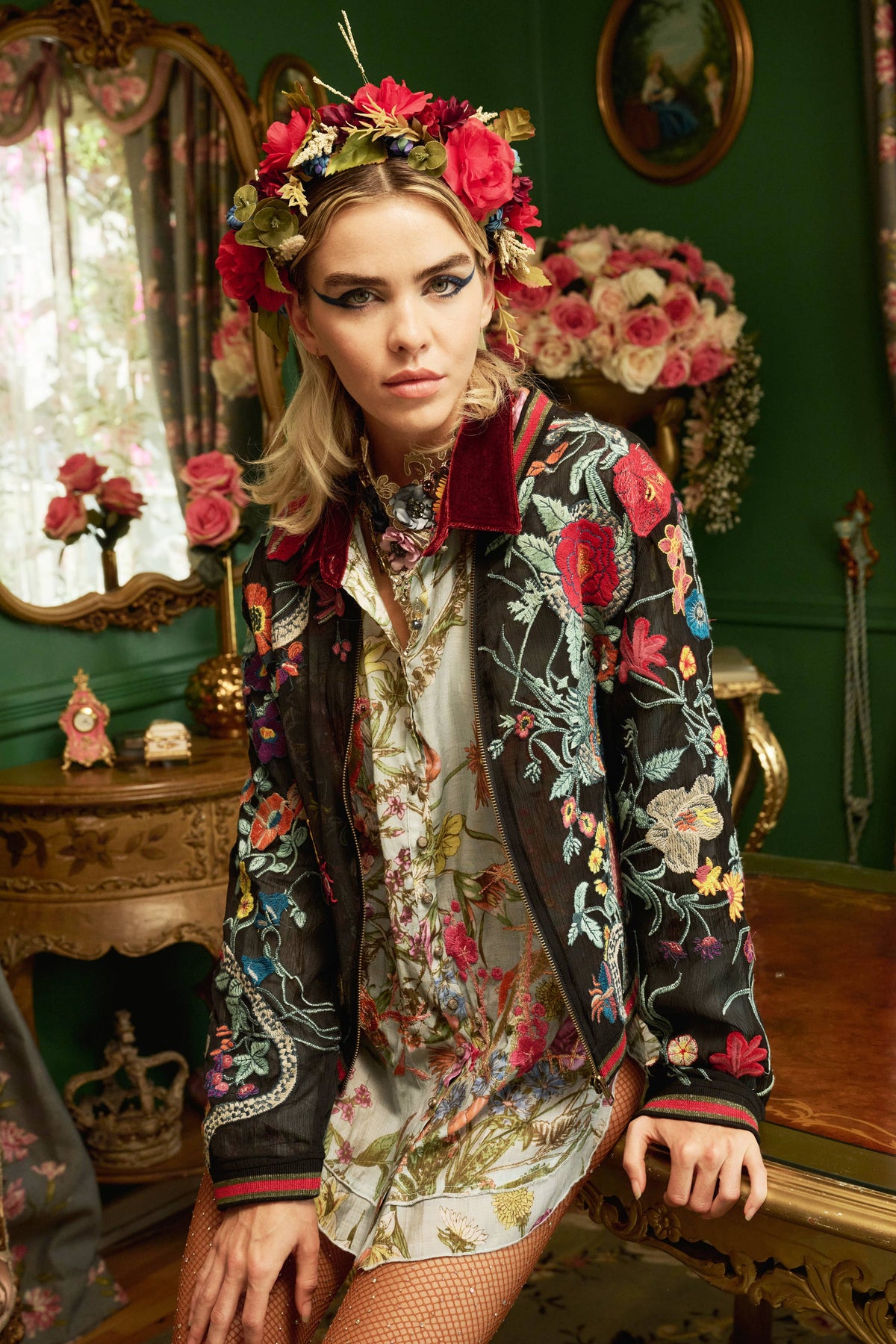 Bellezza Embroidered Bomber Jacket